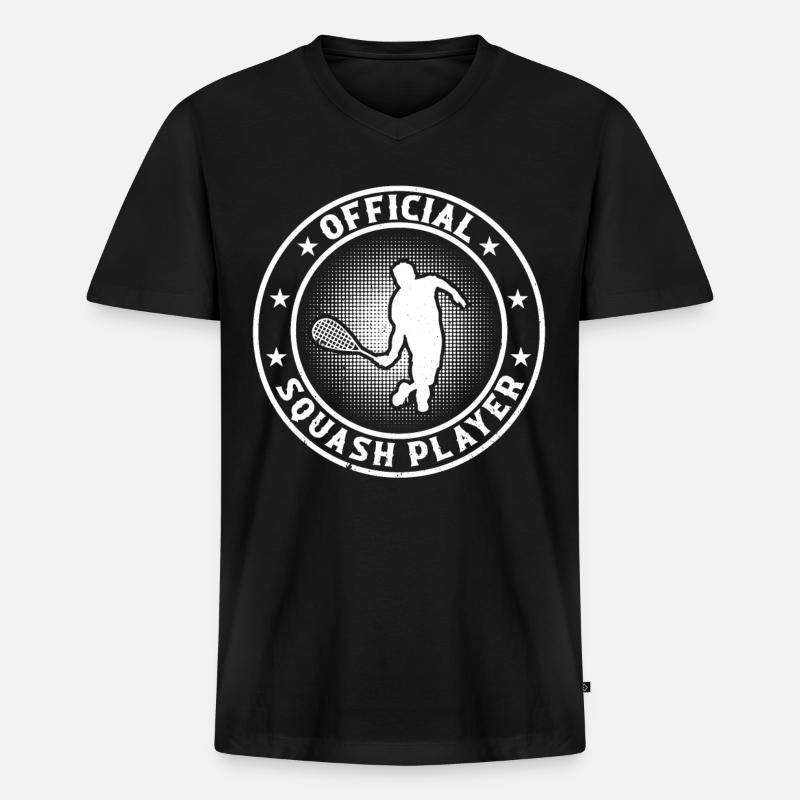 Squash Game - Official Squash Player - Männer Premium Bio T-Shirt mit V-Ausschnitt - Schwarz