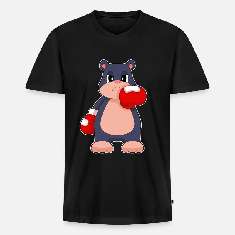 Maulwurf Boxer Boxhandschuhe Boxen - Männer Premium Bio T-Shirt mit V-Ausschnitt - Schwarz