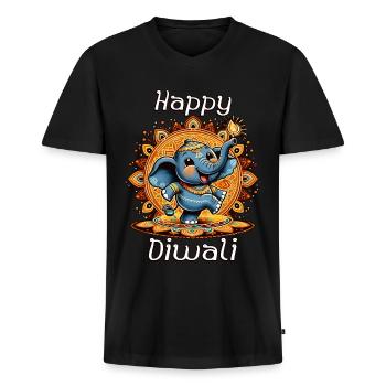 Happy Diwali - Männer Premium Bio T-Shirt mit V-Ausschnitt - Schwarz - Vorne - Nico (187cm)