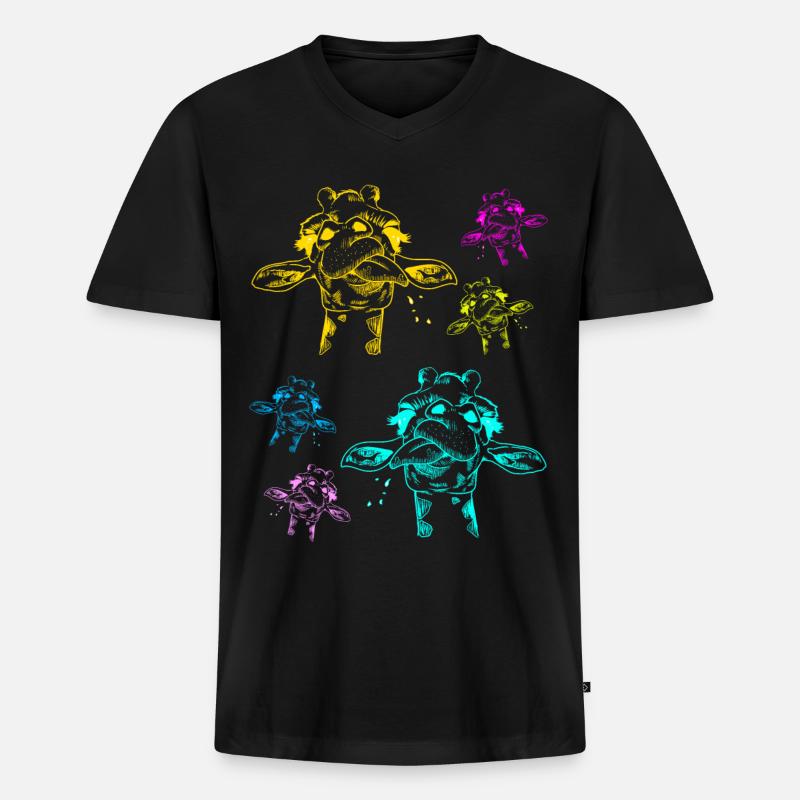 Giraffe Giraffen Safari - Männer Premium Bio T-Shirt mit V-Ausschnitt - Schwarz