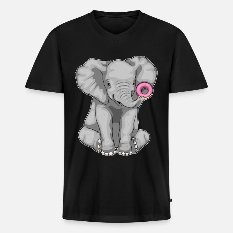 Elefant Donut - Männer Premium Bio T-Shirt mit V-Ausschnitt - Schwarz