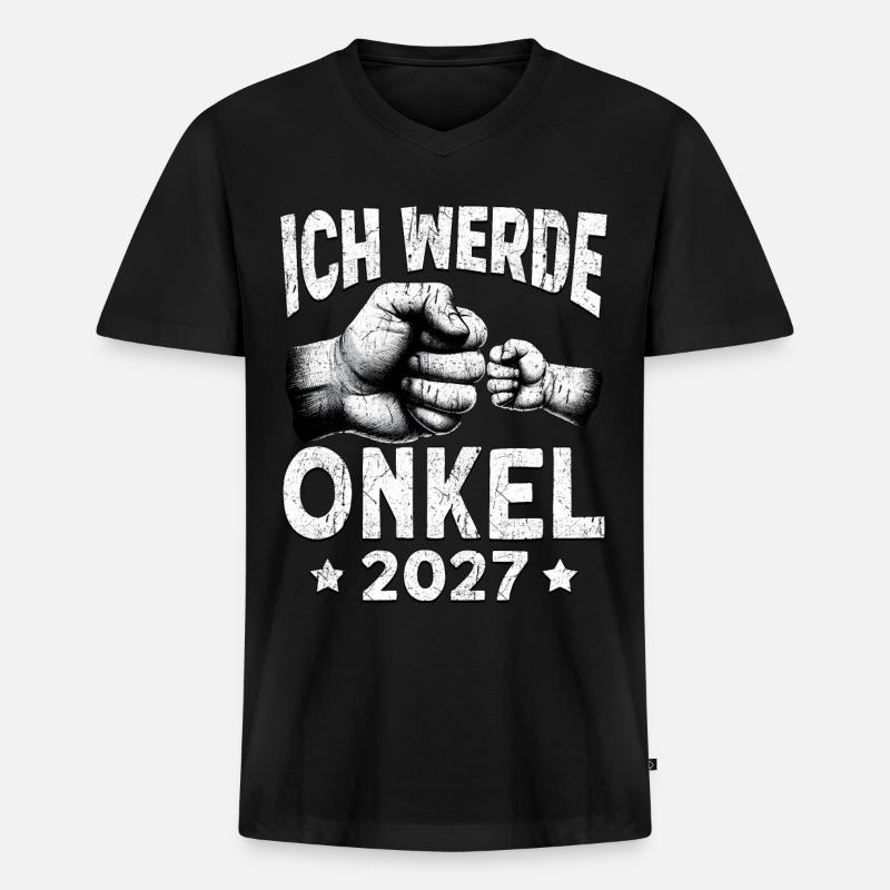 Ich werde Onkel 2027 - Männer Premium Bio T-Shirt mit V-Ausschnitt - Schwarz