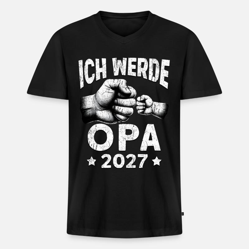 Ich werde Opa 2027 - Männer Premium Bio T-Shirt mit V-Ausschnitt - Schwarz