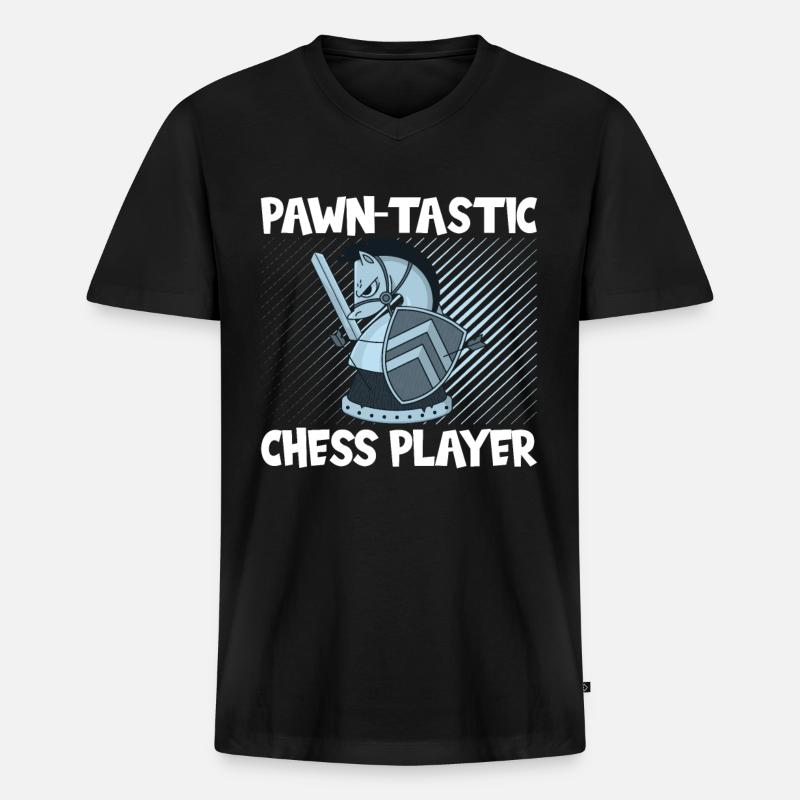 Schach Pawn-tastic - Männer Premium Bio T-Shirt mit V-Ausschnitt - Schwarz