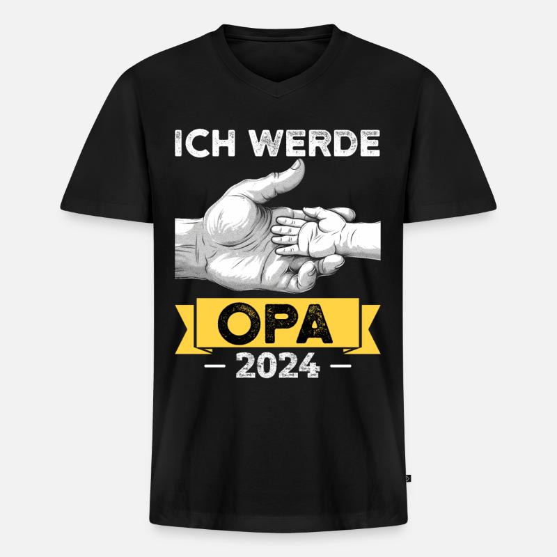 scIch werde Opa 2024 - Männer Premium Bio T-Shirt mit V-Ausschnitt - Schwarz