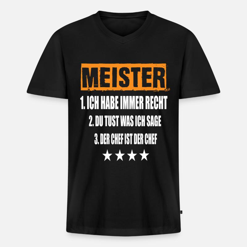 Meister - Männer Premium Bio T-Shirt mit V-Ausschnitt - Schwarz