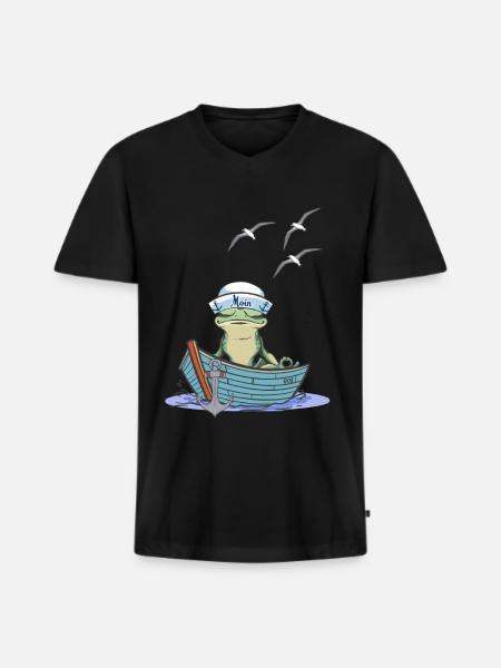 Frøsejler sejler båd Tudse frøer - Premium økologisk T-shirt med V-hals til mænd - sort