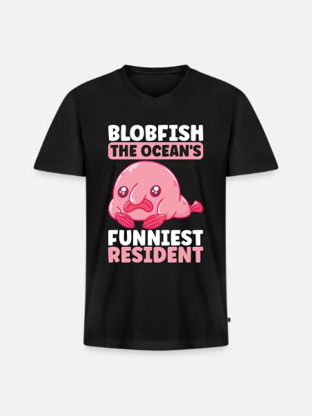 Cute Blob Fish Ugly Fish - Men's Premium Organic T-shirt with V-neck - black