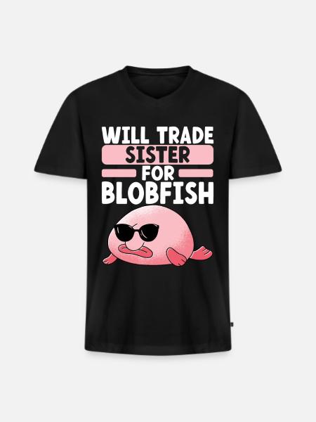 Cute Blob Fish Ugly Fish - Men's Premium Organic T-shirt with V-neck - black