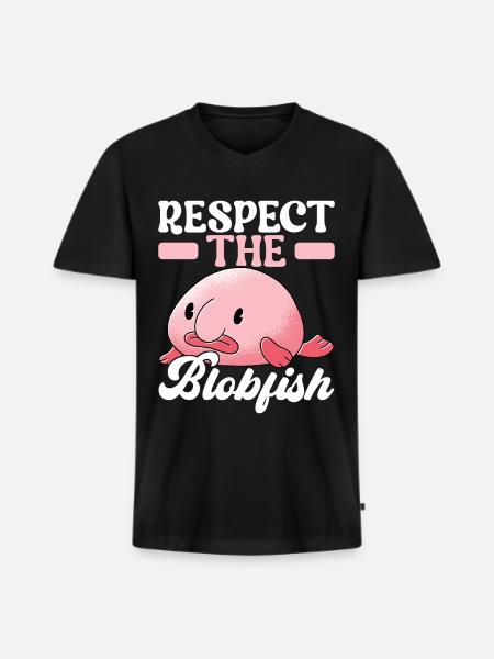 Cute Blob Fish Ugly Fish - Men's Premium Organic T-shirt with V-neck - black