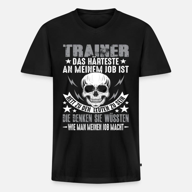 Trainer - Männer Premium Bio T-Shirt mit V-Ausschnitt - Schwarz