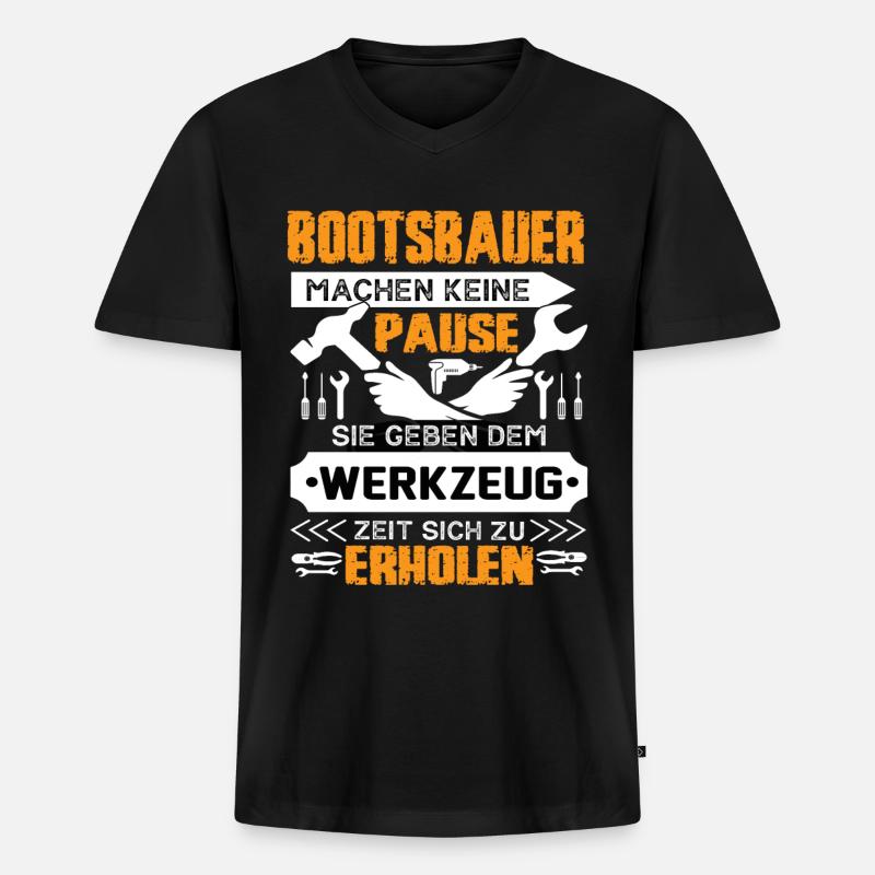 Bootesbauer Machen Keine Pause - Männer Premium Bio T-Shirt mit V-Ausschnitt - Schwarz