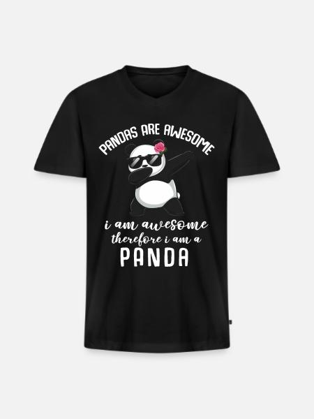 Panda Panda Bear Funny - Men's Premium Organic T-shirt with V-neck - black