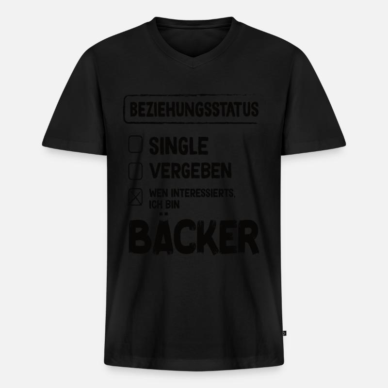 Bäcker Beziehungsstatus Back Backwaren Backen - Männer Premium Bio T-Shirt mit V-Ausschnitt - Schwarz