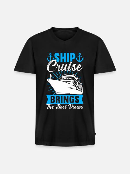 Croisière Vacances Bateau de croisière - T-shirt encolure en V Premium bio Homme - noir
