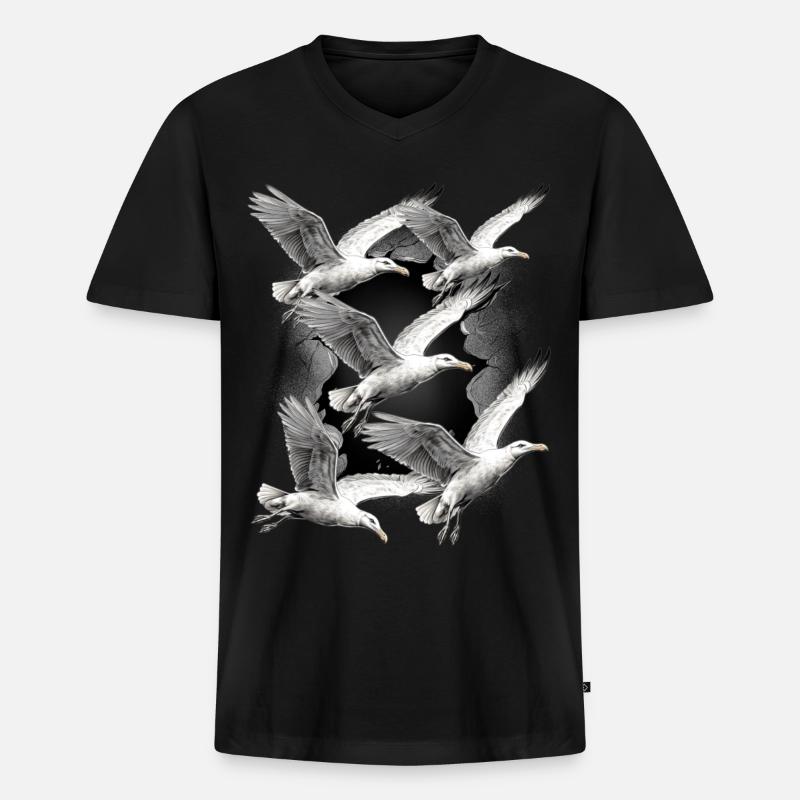 Möwen Möwe Maritim Seevögel - Männer Premium Bio T-Shirt mit V-Ausschnitt - Schwarz