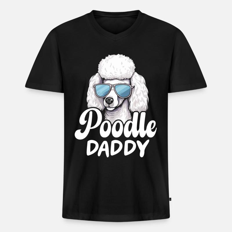 Poodle Daddy - Männer Premium Bio T-Shirt mit V-Ausschnitt - Schwarz