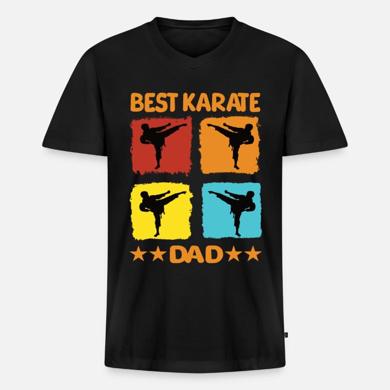 Best Karate Dad - Männer Premium Bio T-Shirt mit V-Ausschnitt - Schwarz