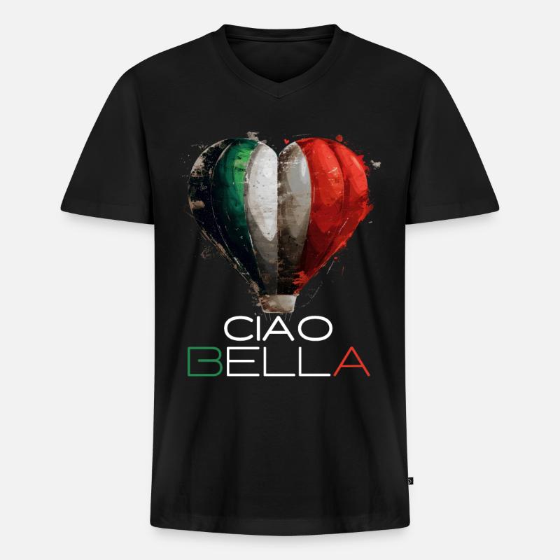 Ciao Bella - Männer Premium Bio T-Shirt mit V-Ausschnitt - Schwarz