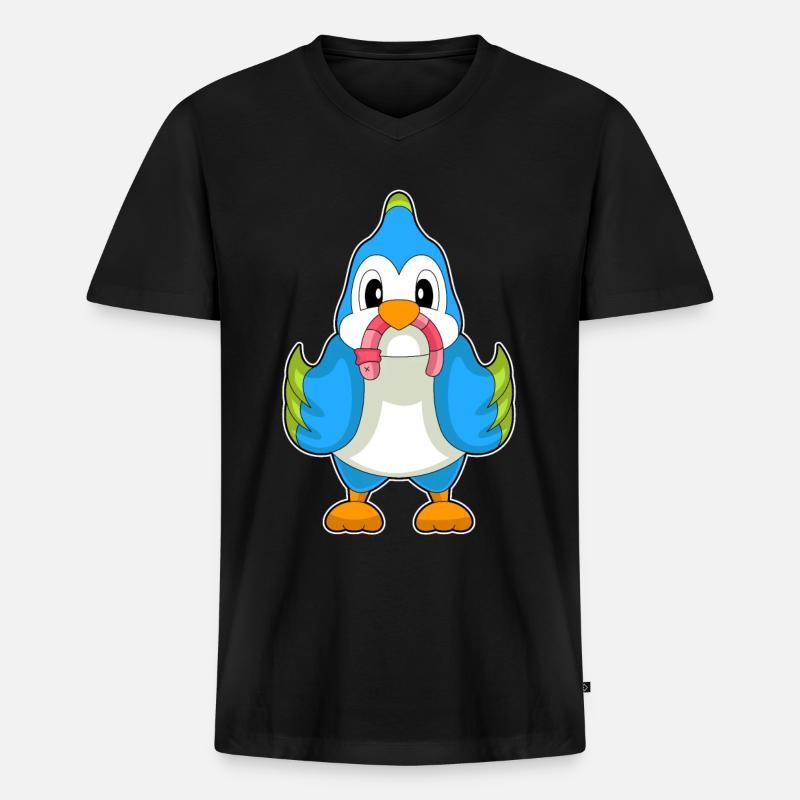 Papagei Wurm - Männer Premium Bio T-Shirt mit V-Ausschnitt - Schwarz