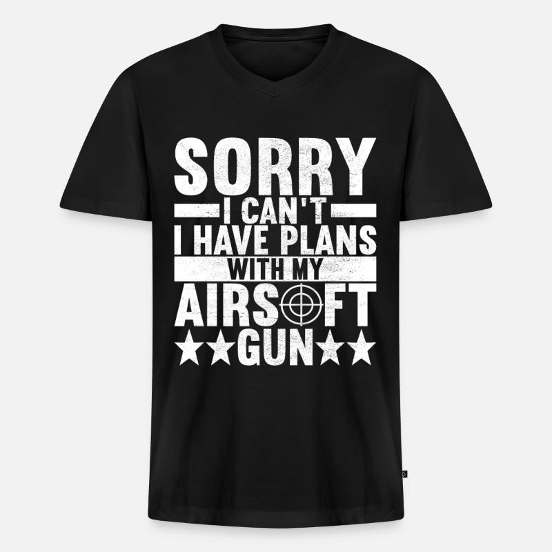 Airsoft Waffe Airsoft Hobby - Männer Premium Bio T-Shirt mit V-Ausschnitt - Schwarz
