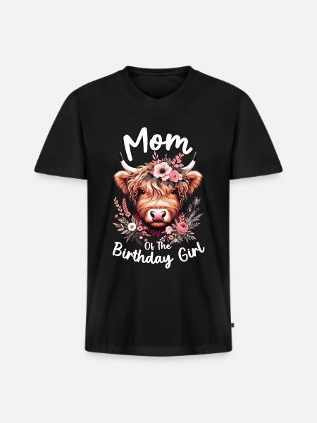 Maman de la fille d’anniversaire - T-shirt encolure en V Premium bio Homme - noir