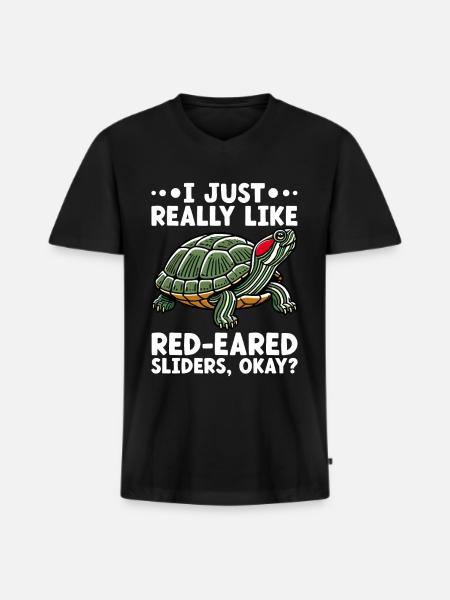 Turtle Red-eared Turtle - Men's Premium Organic T-shirt with V-neck - black
