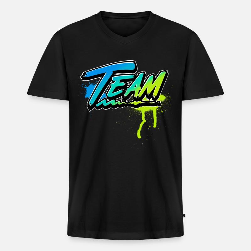 Team - Männer Premium Bio T-Shirt mit V-Ausschnitt - Schwarz
