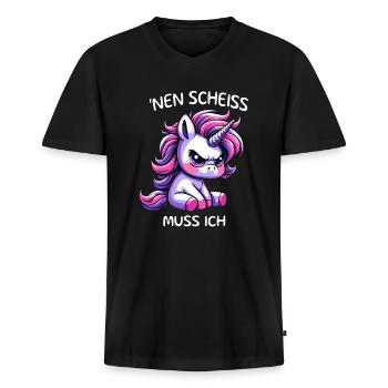 Nen Scheiss Muss ich - Männer Premium Bio T-Shirt mit V-Ausschnitt - Schwarz - Vorne - Nico (187cm)