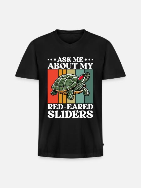 Turtle Red-eared Turtle - Men's Premium Organic T-shirt with V-neck - black