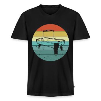 Bâton de Air Hockey Air Hockey - T-shirt encolure en V Premium bio Homme - noir - Devant - Nico (187cm)
