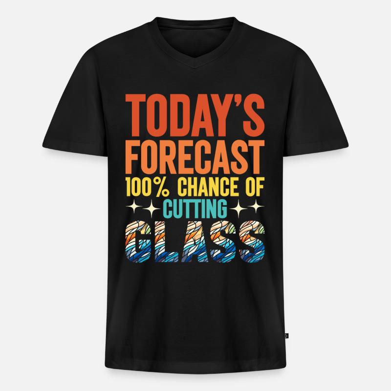 Buntglaskünstler Buntglaskunst - Männer Premium Bio T-Shirt mit V-Ausschnitt - Schwarz