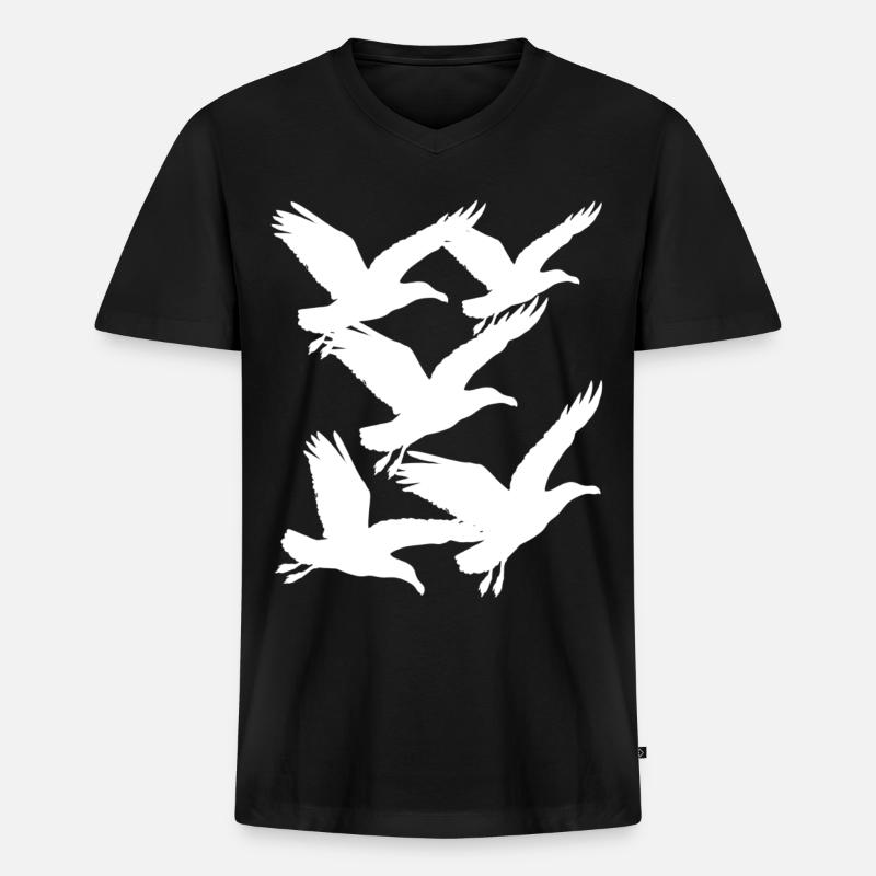 Möwe Möwen maritim - Männer Premium Bio T-Shirt mit V-Ausschnitt - Schwarz