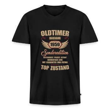 65th Birthday 65 Years Classic Car Gift 1959 - Men's Premium Organic T-shirt with V-neck - black - Front - Nico (187cm)