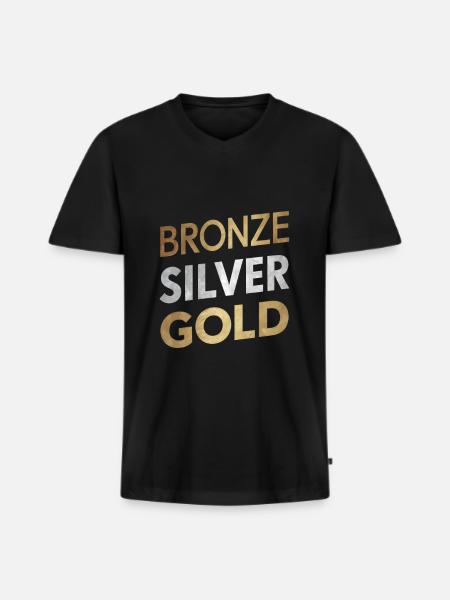 bronze silver gold - Men's Premium Organic T-shirt with V-neck - black
