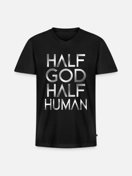 half god half human - Men's Premium Organic T-shirt with V-neck - black