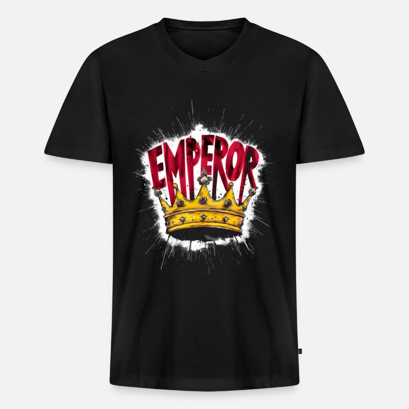 Kaiser-Krone - Männer Premium Bio T-Shirt mit V-Ausschnitt - Schwarz