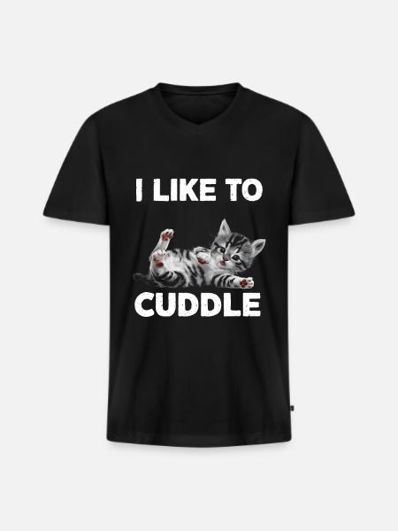 I like to cuddle kitty - Men's Premium Organic T-shirt with V-neck - black