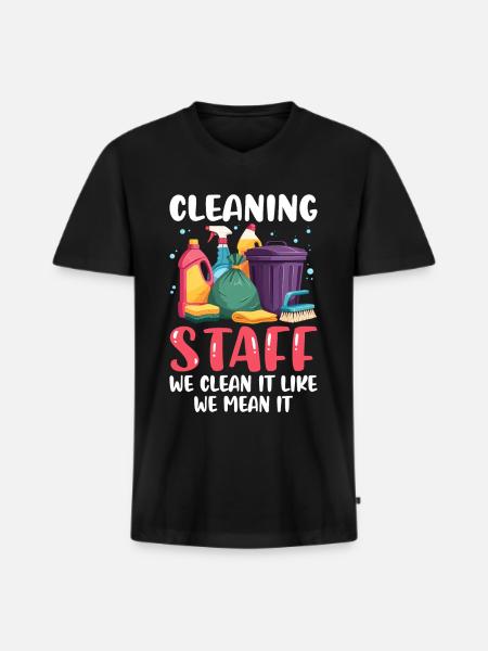 Cleaning Staff - Men's Premium Organic T-shirt with V-neck - black