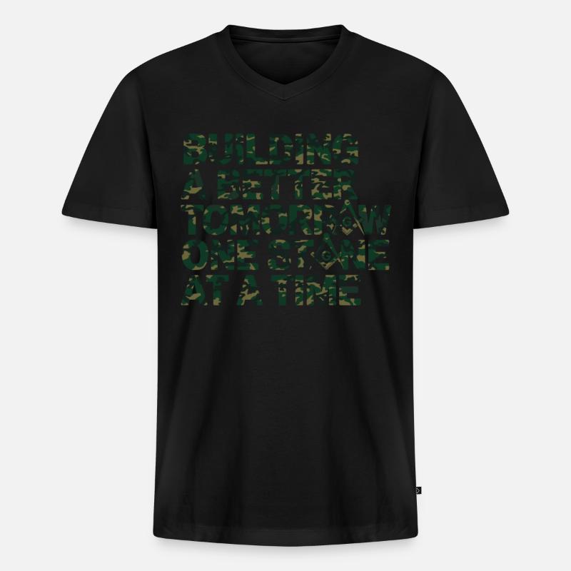 Mason Masonic Camo Freemason - Männer Premium Bio T-Shirt mit V-Ausschnitt - Schwarz