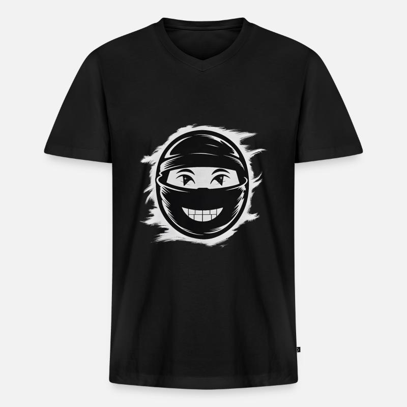 Ninja-Gesicht - Männer Premium Bio T-Shirt mit V-Ausschnitt - Schwarz