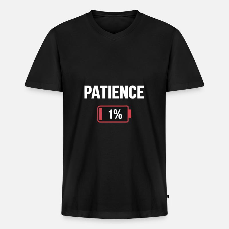 Geduld 1% - Männer Premium Bio T-Shirt mit V-Ausschnitt - Schwarz
