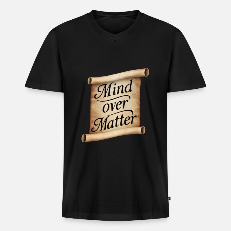 Scroll Geist über Materie - Männer Premium Bio T-Shirt mit V-Ausschnitt - Schwarz