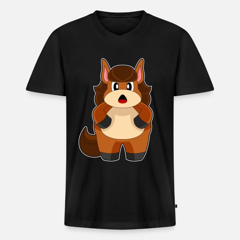 Pferd Dick - Männer Premium Bio T-Shirt mit V-Ausschnitt - Schwarz