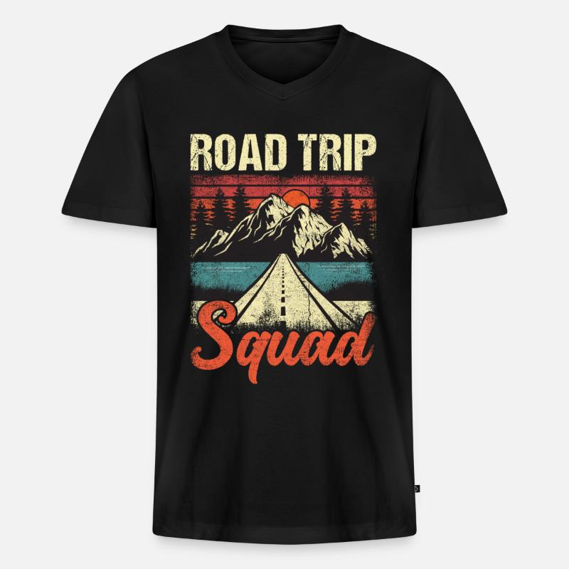 Road Trip Squad - Männer Premium Bio T-Shirt mit V-Ausschnitt - Schwarz