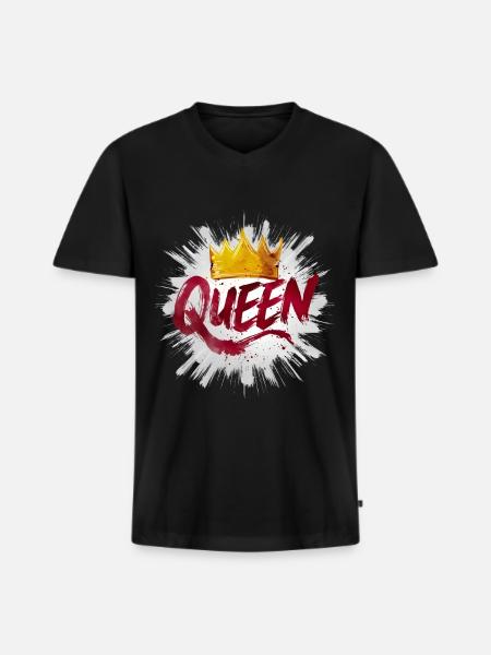 Queen with diadem - Men's Premium Organic T-shirt with V-neck - black