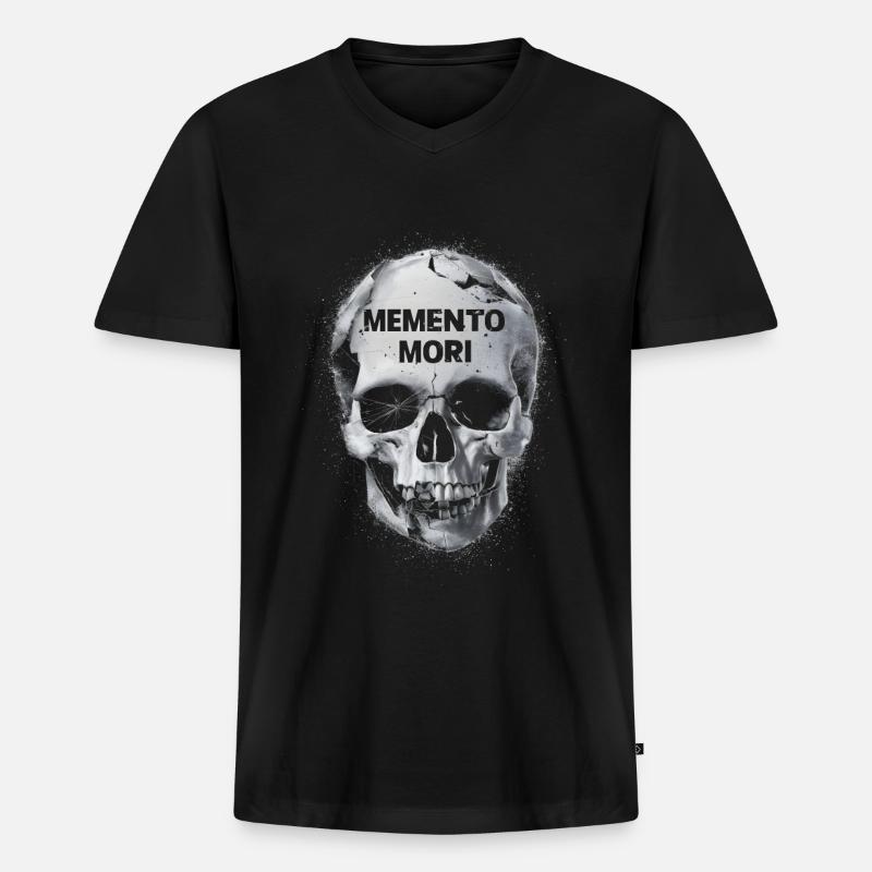 Memento mori Schädel - Männer Premium Bio T-Shirt mit V-Ausschnitt - Schwarz