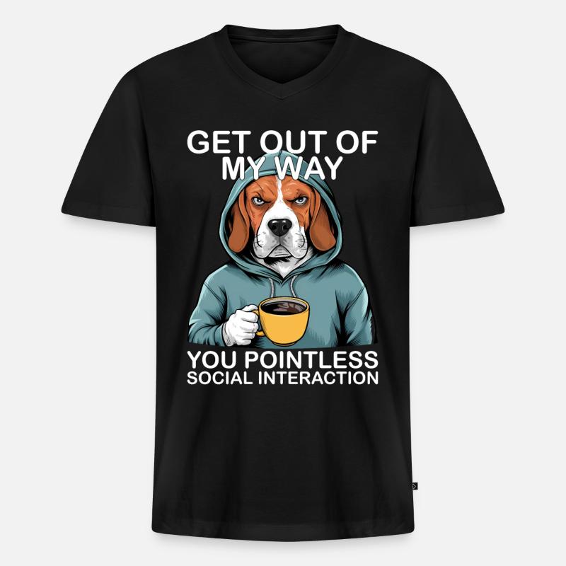 Lustiger Beagle - Männer Premium Bio T-Shirt mit V-Ausschnitt - Schwarz