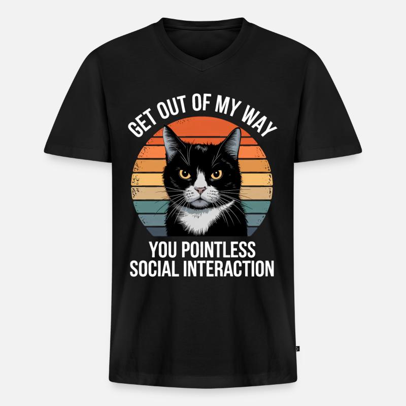 Lustige Schwarze Katze - Männer Premium Bio T-Shirt mit V-Ausschnitt - Schwarz