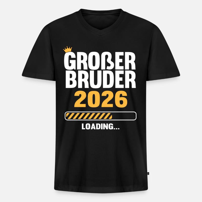 Großer Bruder 2026 Loading - Männer Premium Bio T-Shirt mit V-Ausschnitt - Schwarz